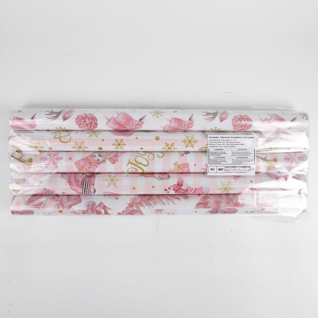 Pink Christmas Wrapping Paper - 5 X 3M Pink Xmas Wrapping Paper Rolls for Gift Boxes Festival Decoration, 43.2CM Wide, 15M