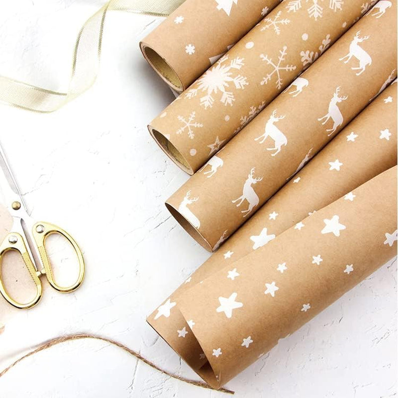 5PC 44*300CM Christmas Wrapping Paper Rolls Bundle, Gift Wrapping Paper Set, ...
