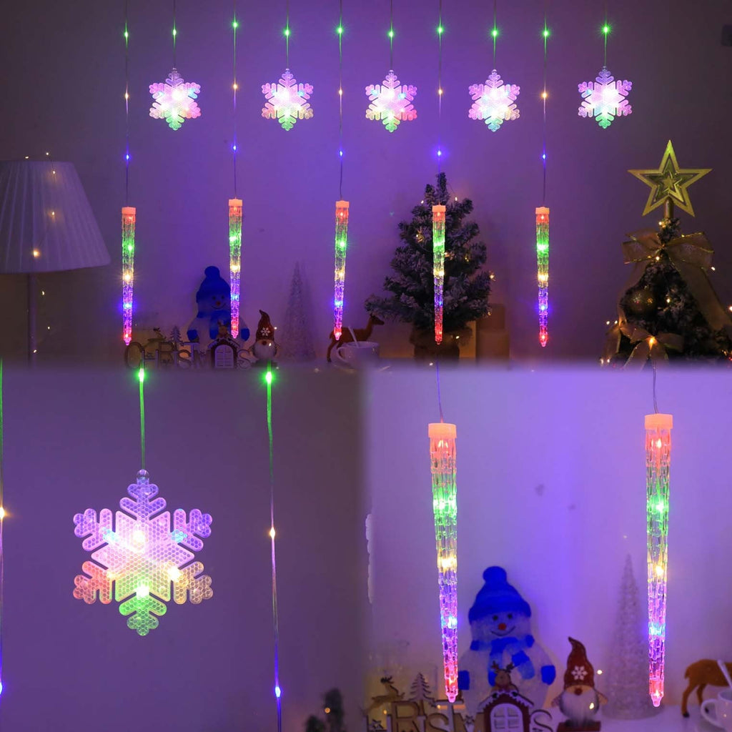 Christmas Window Lights Curtain Window Icicle Snowflake LED Fairy String Light