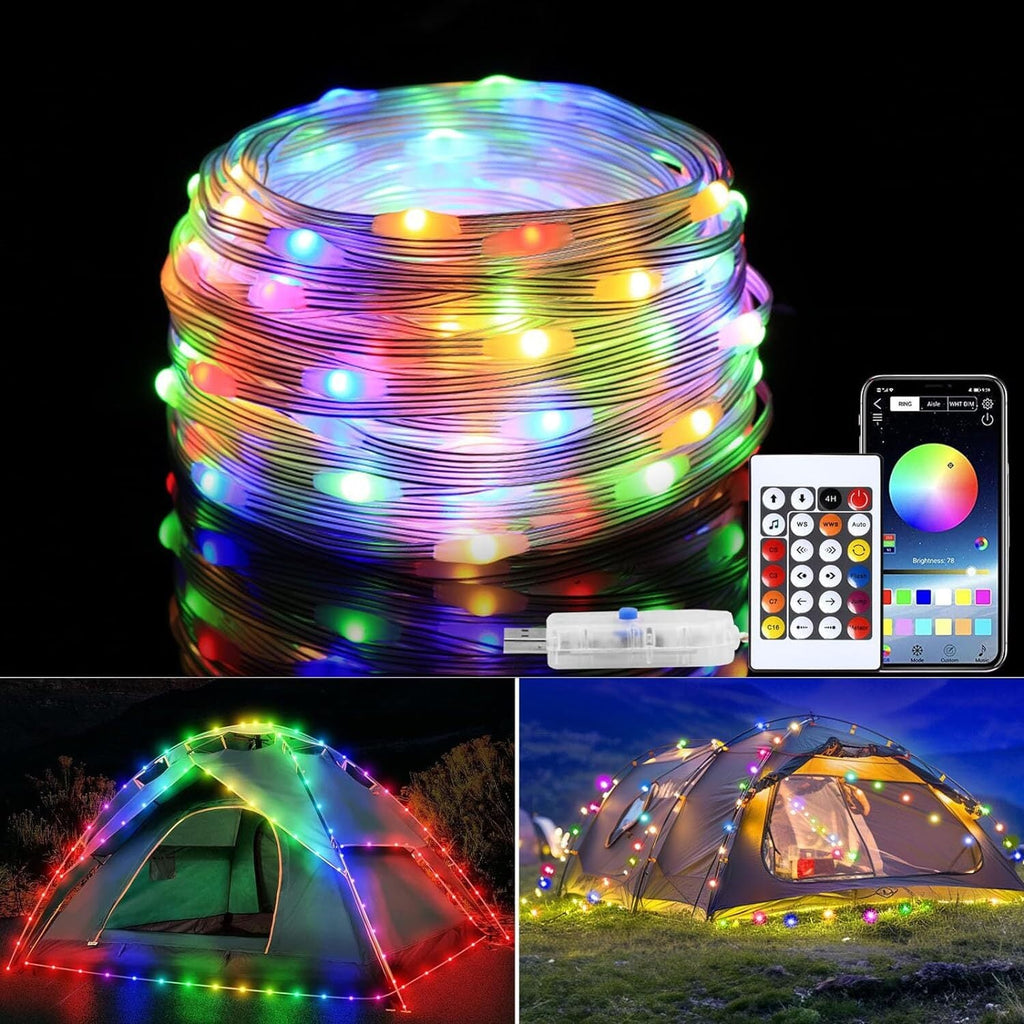 10M 15M SMART RGBIC LED FAIRY STRING LIGHT REMOTE BLUETOOTH APP USB WATERPROOF