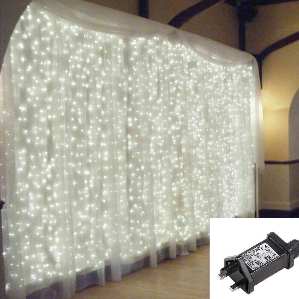 Christmas Curtain Lights Fairy Waterproof Indoor/Outdoor Wedding Plastic Cable