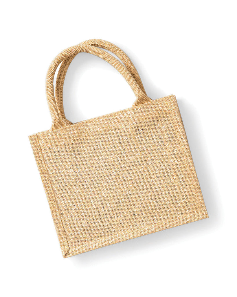 Small Hessian Jute Gift Bag Gold Shimmer Birthday Christmas Present Carry Bags