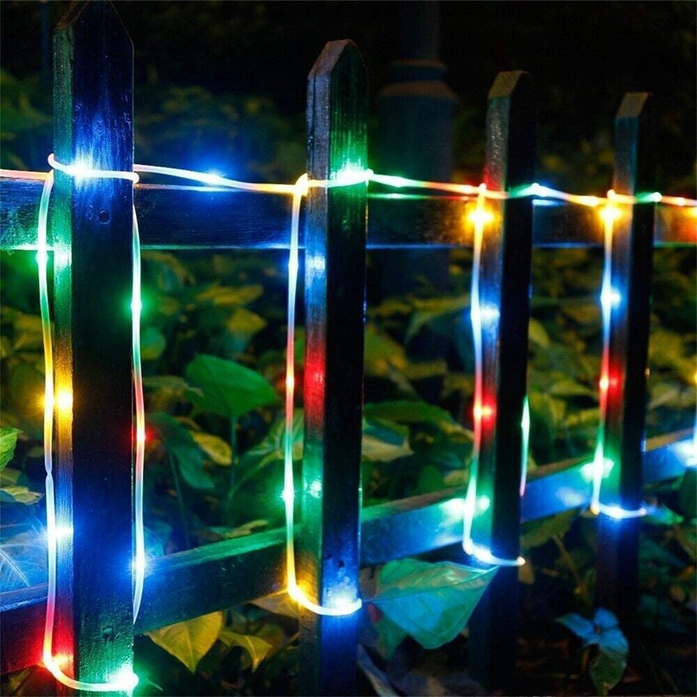 12M 100 LED Solar Rope Tube String Fairy Lights Strip Waterproof Garden Outdoor