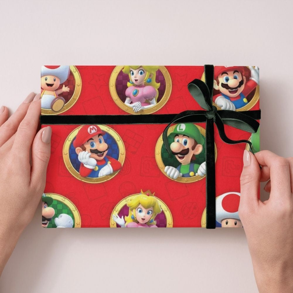 Wrapping Paper Super Mario Bros Kids Birthday Gift Wrap 3 X 4M Roll