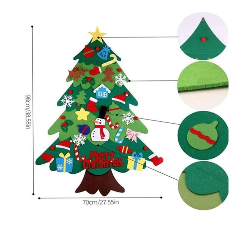 Felt Christmas Tree with Lights, Ideal DIY Home Xmas Decorations for Kids Gift