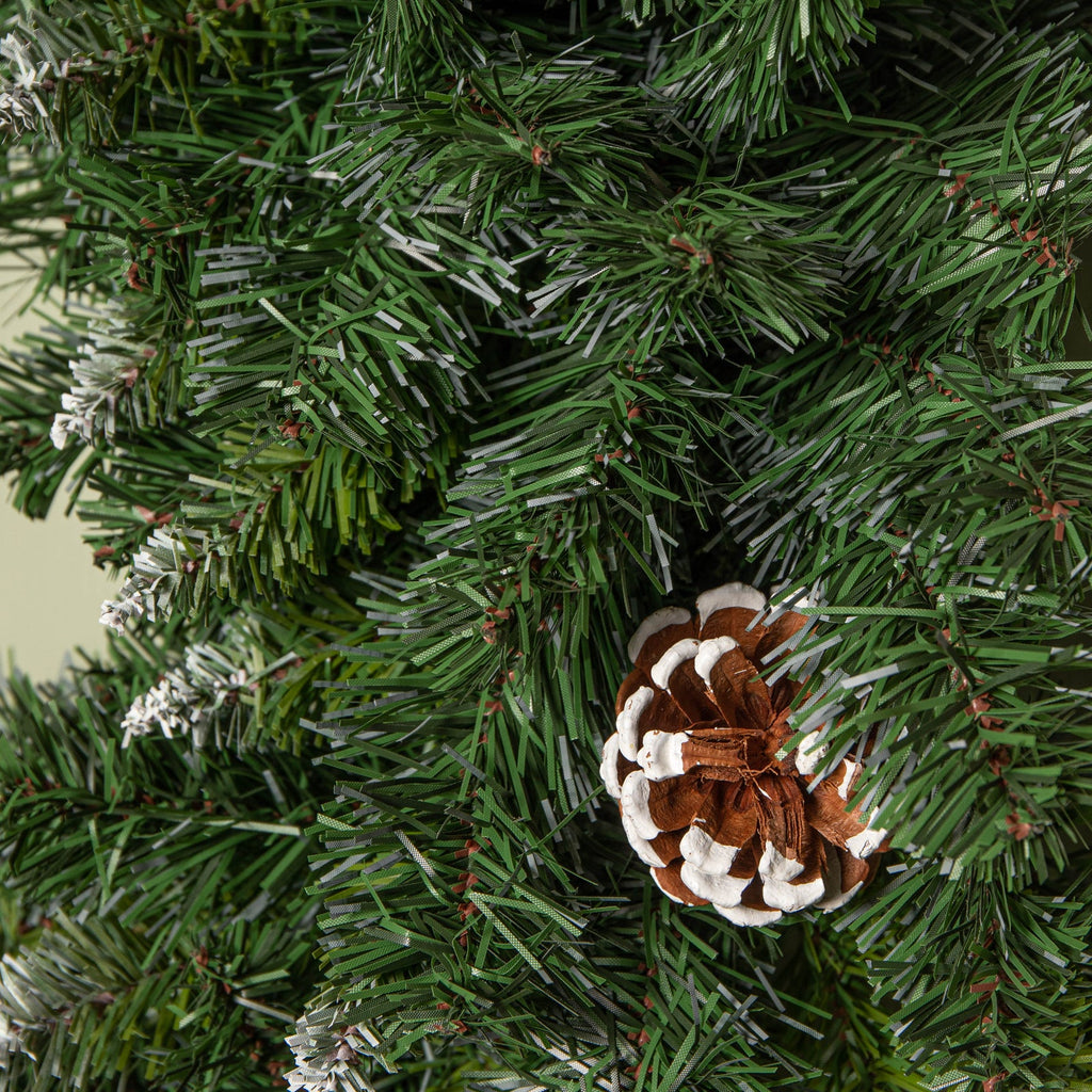 60Cm Snow King Fir Hanging Christmas Wreath with Pinecones and 200 Tips in Green