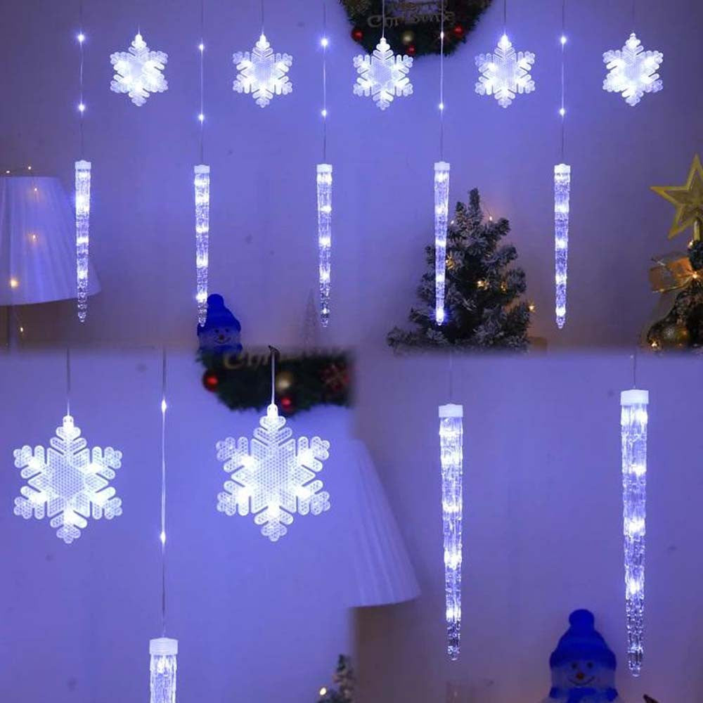 Christmas Window Lights Curtain Window Icicle Snowflake LED Fairy String Light