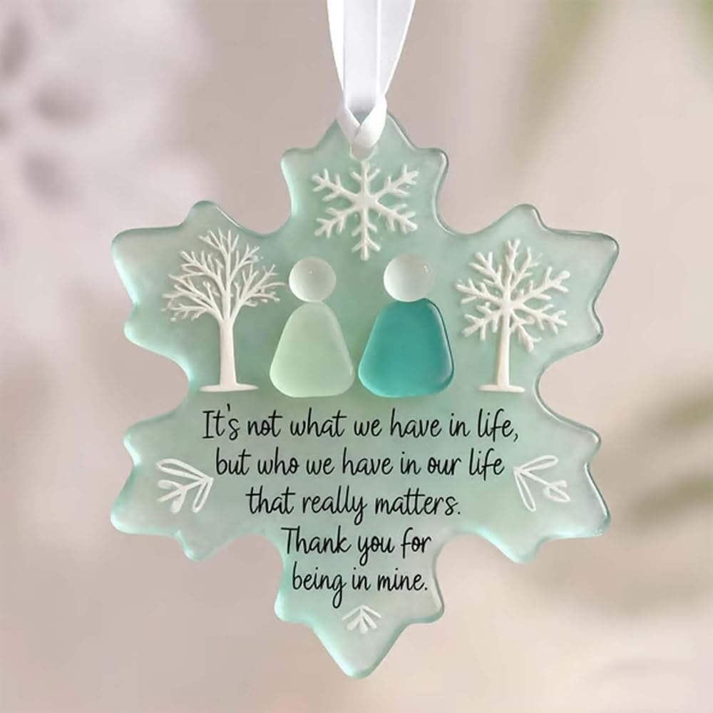 Snowflake Shaped Sea Glass Friendship Decor Christmas Tree Hanging Ornament