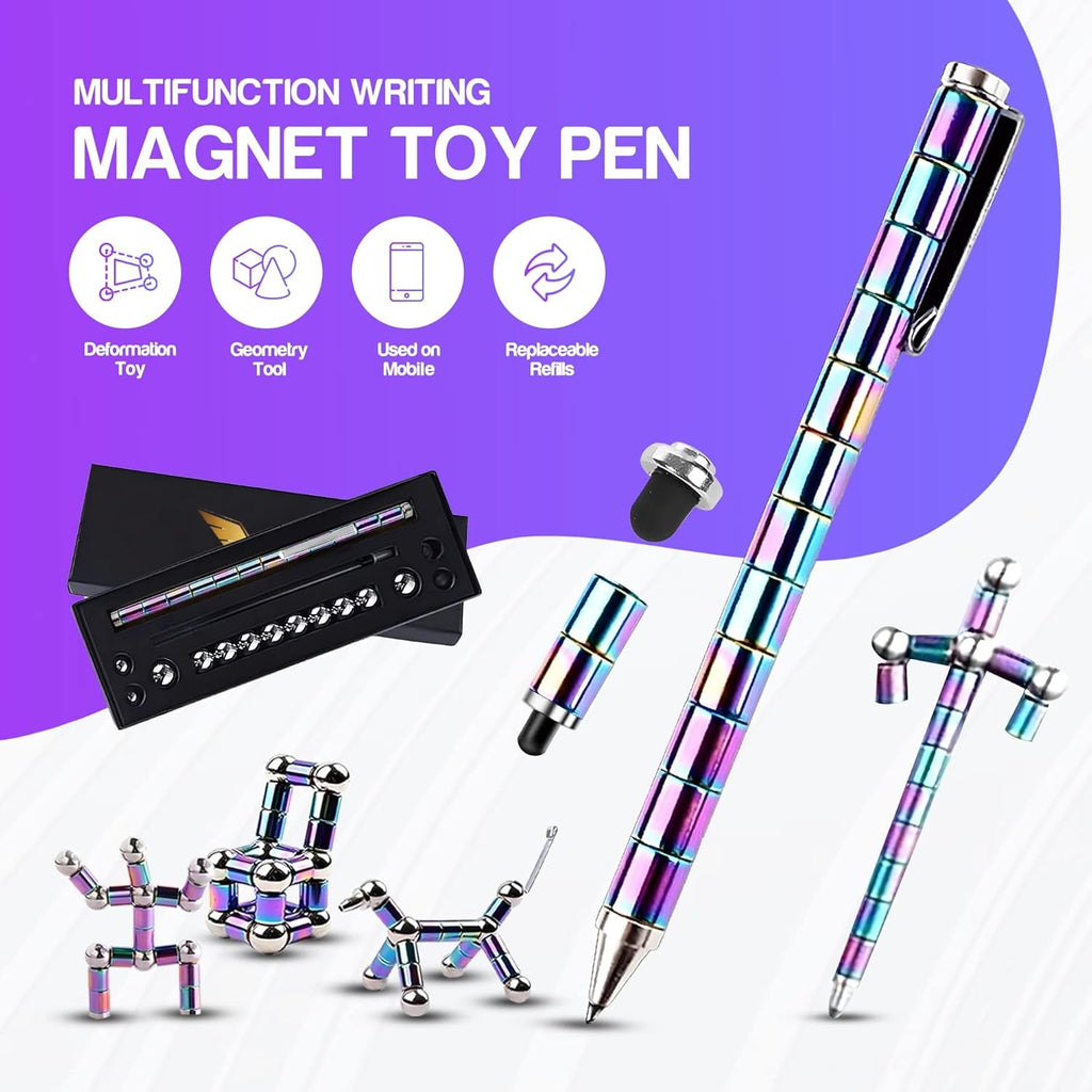 Elegancy Fidget Pen Magnetic Balls | Magnetic Pen Fidget Toys for Kids Gifts for Men | Boys Toys Fidgets Gifts for Teenage Girl Gifts (Rainbow)
