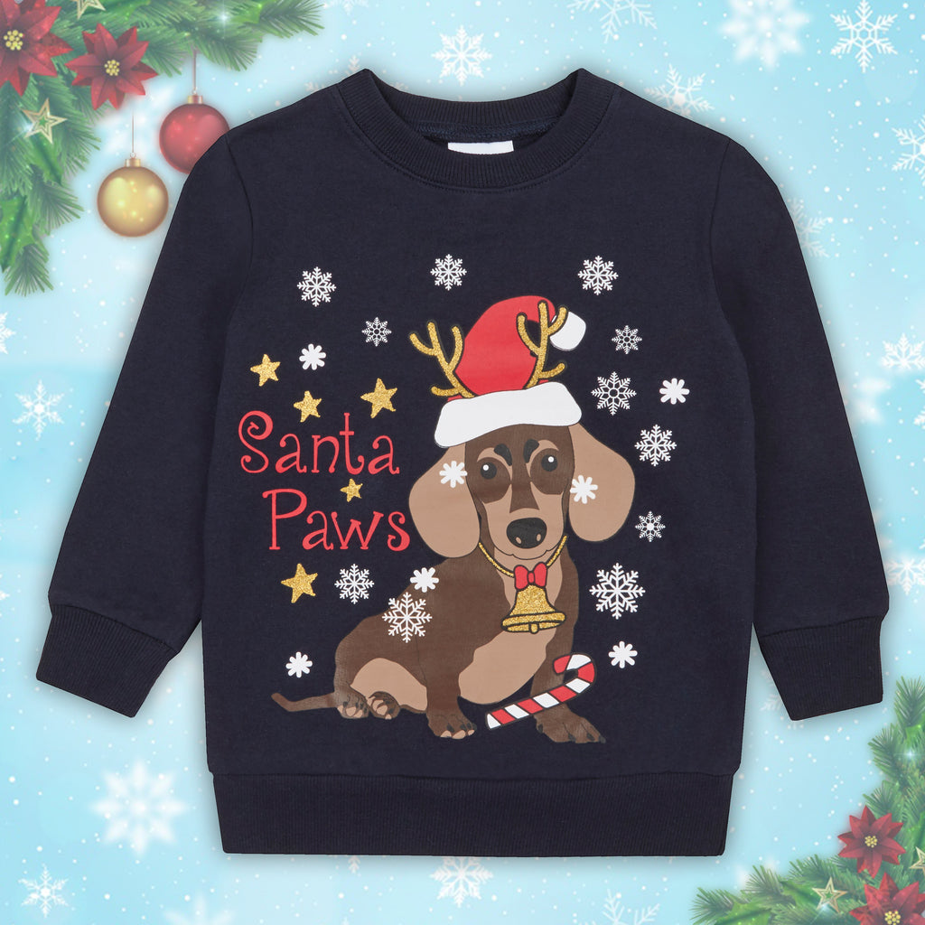 Childrens Kids Boys Girls Christmas Xmas Jumper Sweatshirt Sweater Glitter Warm